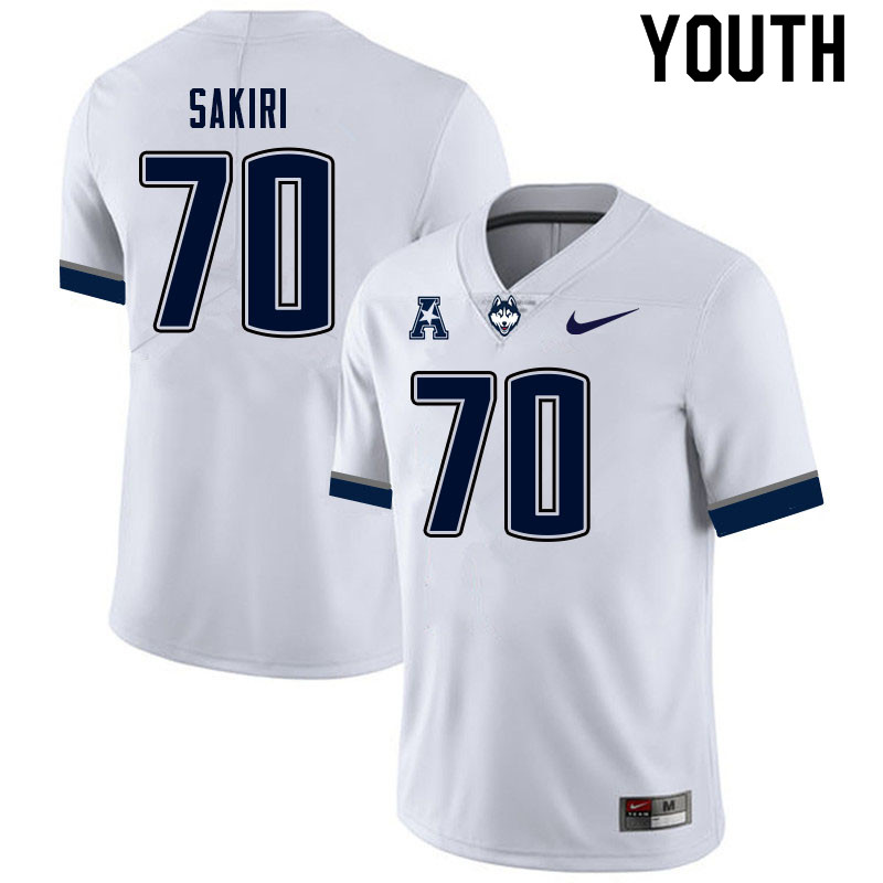 Youth #70 Femi Sakiri Uconn Huskies College Football Jerseys Sale-White - Click Image to Close